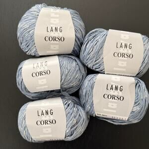 Lang Yarns Corso 932 0033 Lot of 5 100% Cotton Light Blue Ribbon Yarn